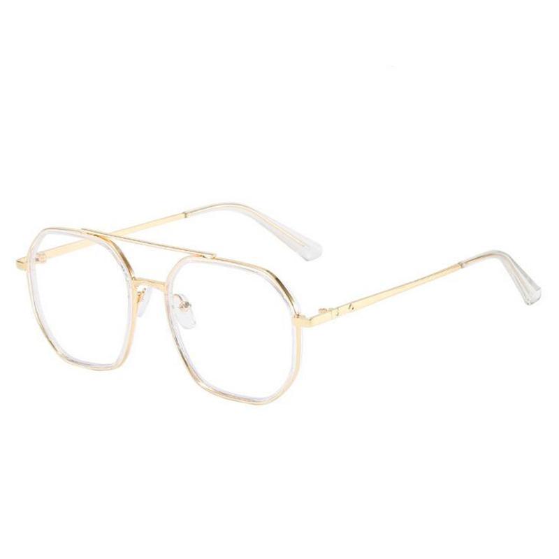 

Double Beam Metal Polygon Finished Myopia Glasses Women Men Literary Student Prescription Eyeglasses Diopter 0 -0.5 -1.0 To -6.0 Myopia -6.0