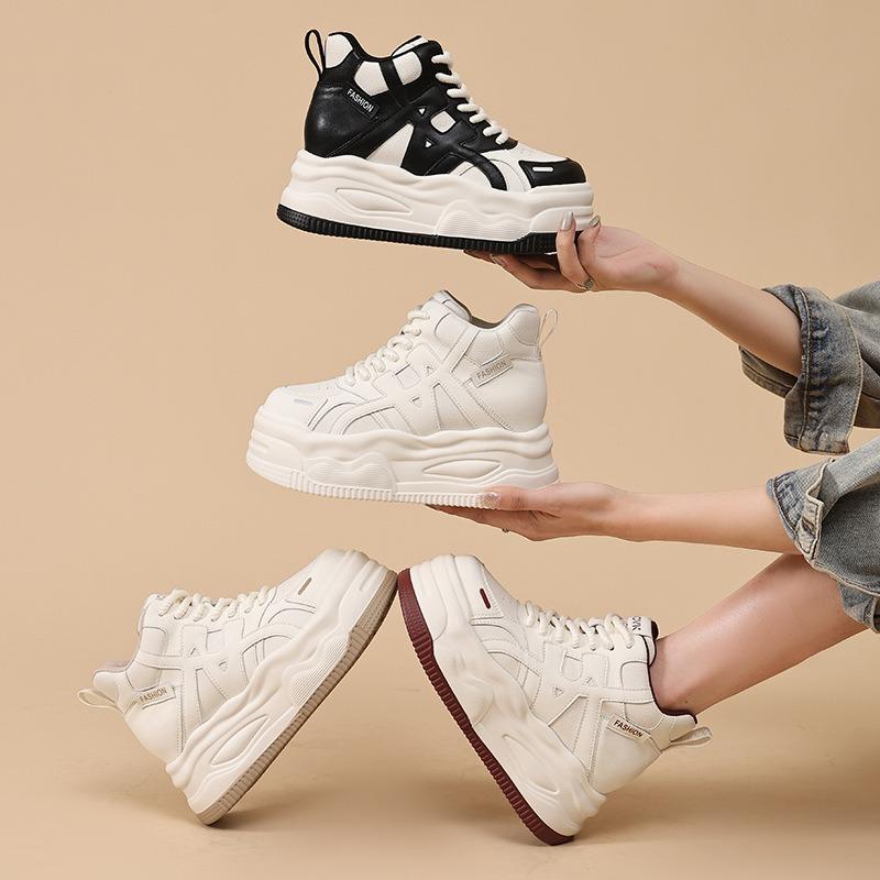Inner heightening thick-soled casual little white shoes high-top autumn and winter new Ouruo dynamic wind shoes women's shoes are versatile