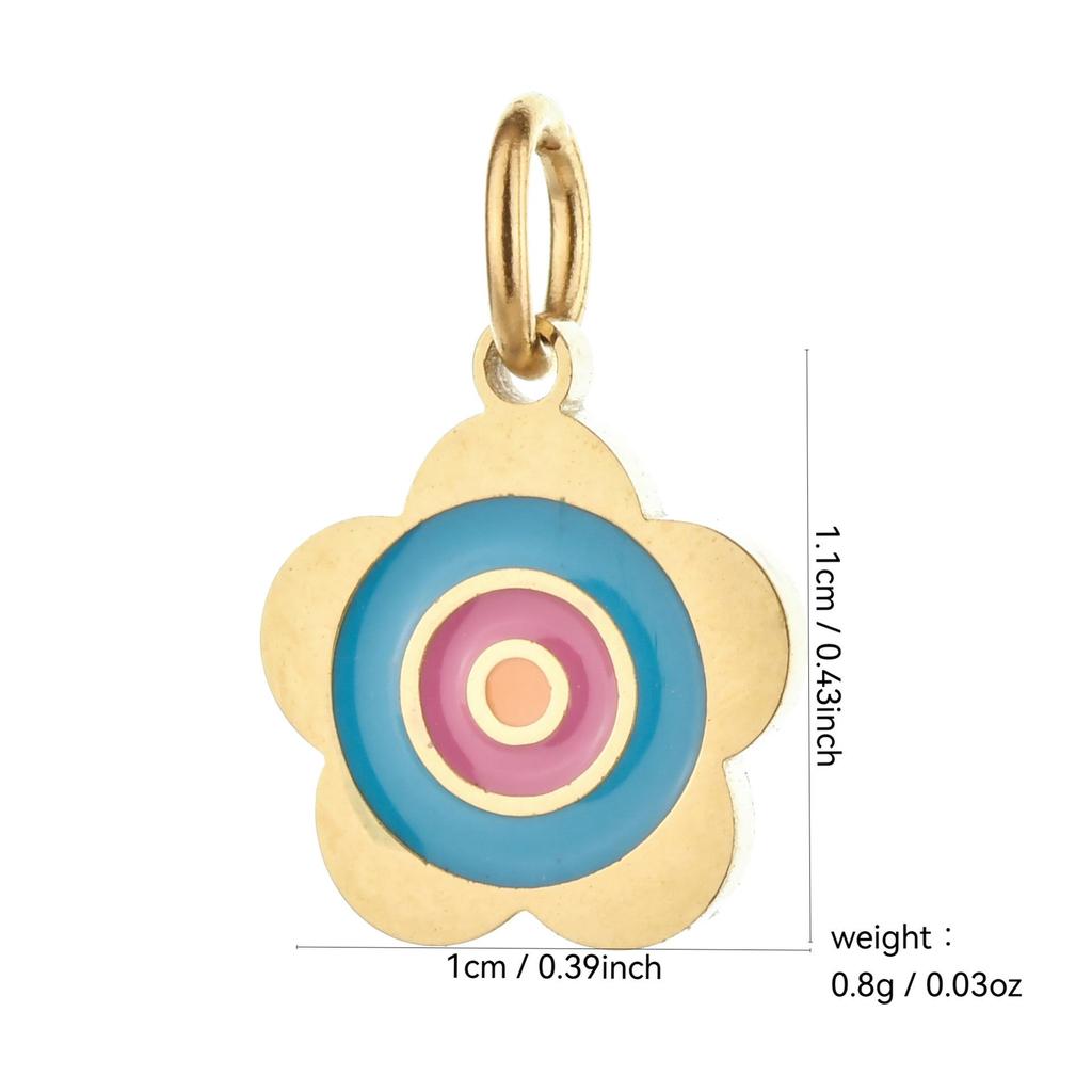 Colorful Temperament Stainless Steel Coconut Tree and Flower Pendant for Jewelry and Keychains