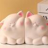 1pair/2pcs of super cute light luxury cream style cat face resin decorative bookends, heavy duty non slip bookends, for book magazine organization,