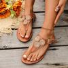 Women's Floral Toe Thong Sandals with Adjustable Back Strap Buckle Flat Sole Casual Summer Footwear