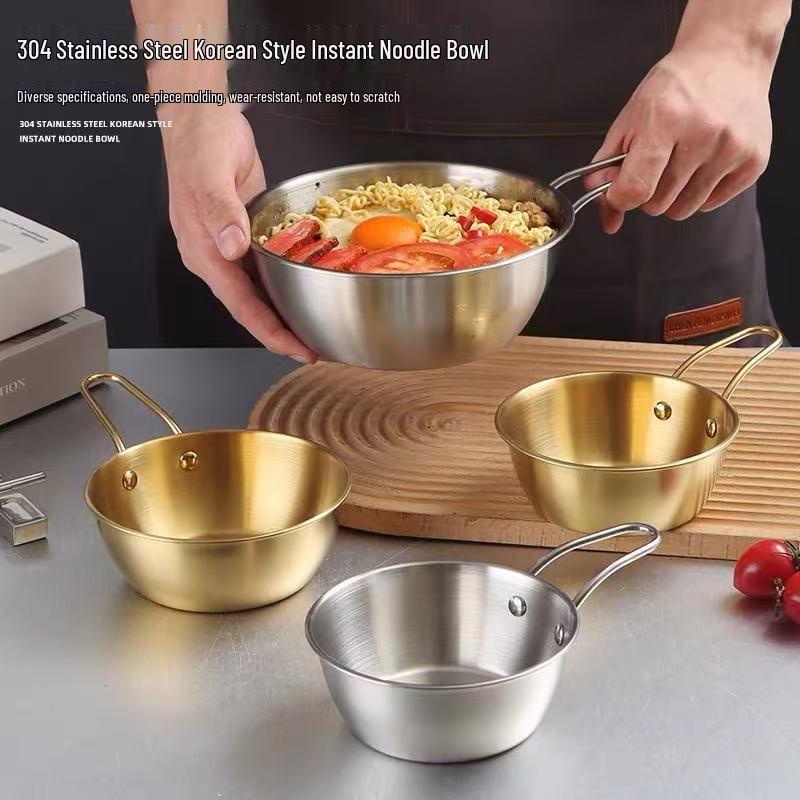 Juego de Cuenco para Vino de Arroz y Plato para Aperitivos de Acero Inoxidable con Doble Asa Estilo Coreano