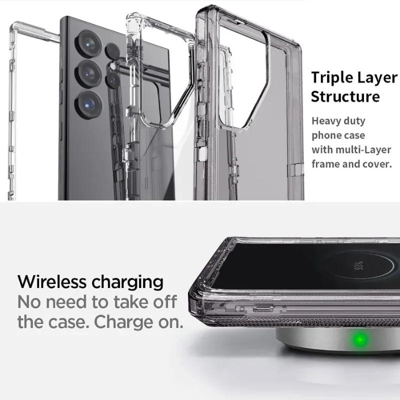 Heavy Duty 3IN1 Armor Case For Samsung Galaxy S26 S25 S24 S23 S22 Ultra Plus Military Grade PC Clear Anti-Drop Protection Cover