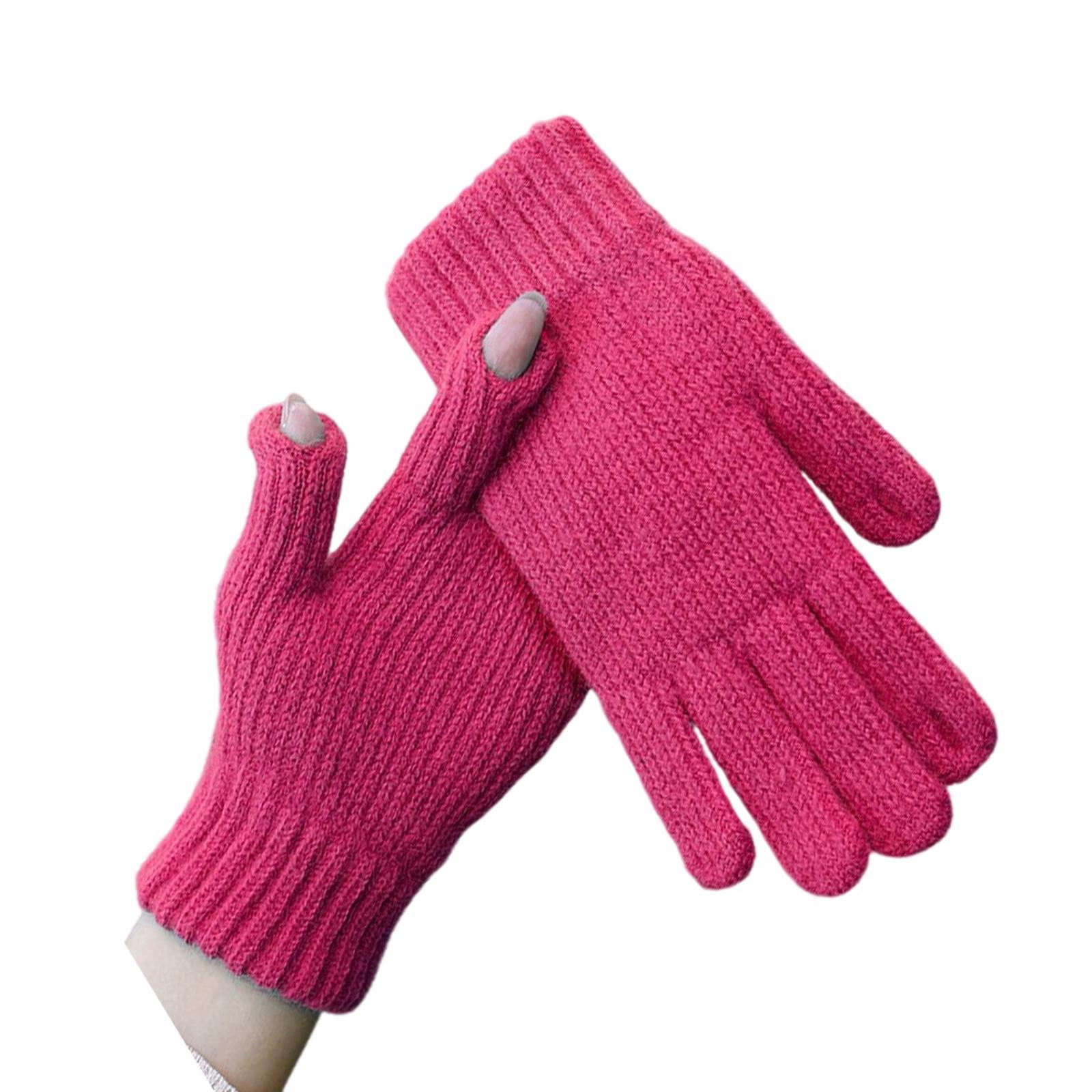 

Fleece Lined Thermal Gloves Elastic Cold Weather Handwear with Touchscreen Design Finger Hole For Cycling Hiking 5