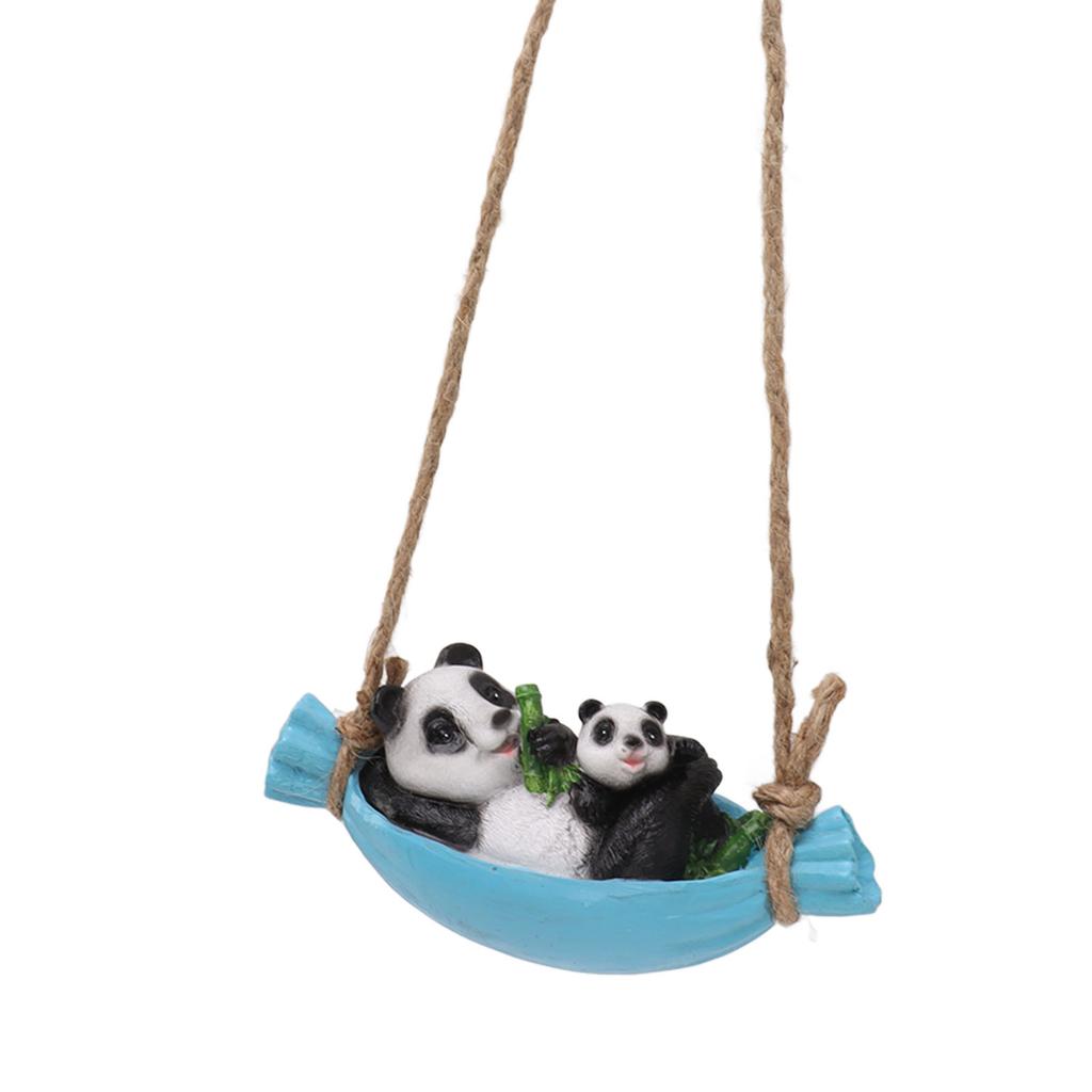 Swing Panda Statue Mother and Baby Panda Lying On The Swing Resin Simulation Animal Garden