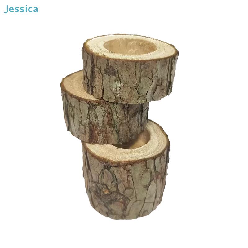 3 Pcs Wooden Log Candle Holders – Rustic Tree Stump Tealight Holders For Home Decor Events