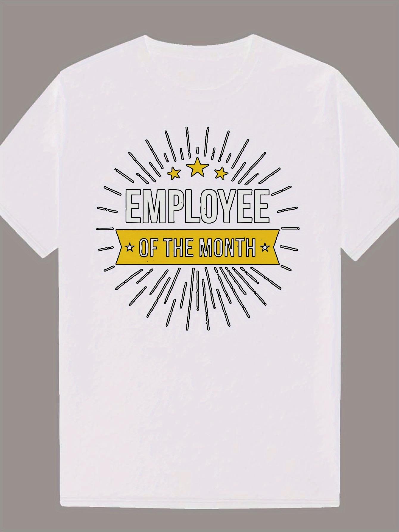 Crew Neck Polyester T-shirt - Employee of the Month Graphic with Stars XXL