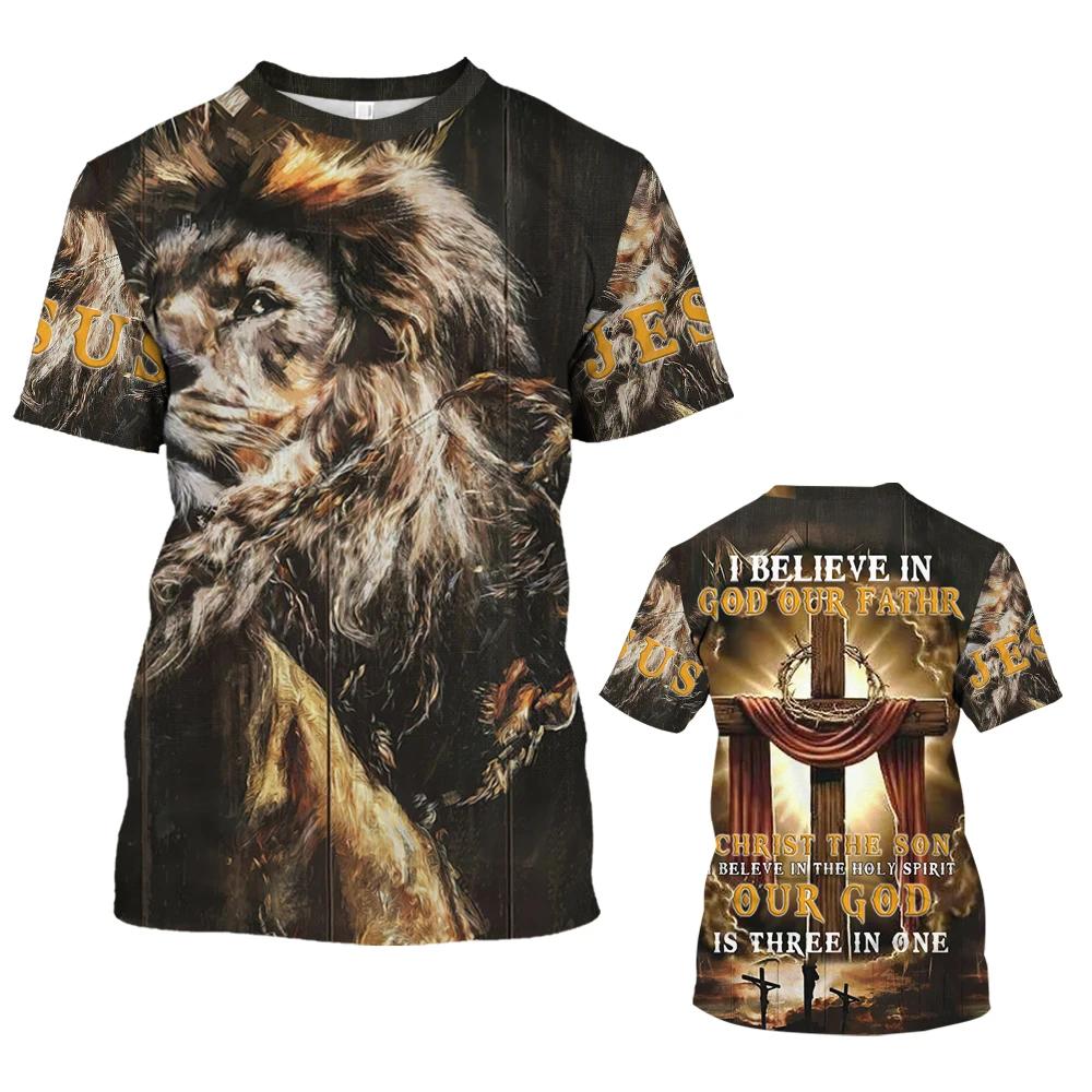 Christian Jesus Men's T Shirt Top 3D Print Oversized Short Sleeve Tees Harajuku Streetwear Summer Men's T-shirt Men Clothes
