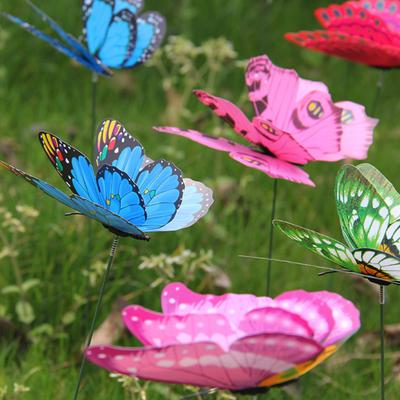50Pcs Butterfly Picks Outdoor Butterfly Garden Stakes Realistic Butterfly Decorations for Flower Pot Yard