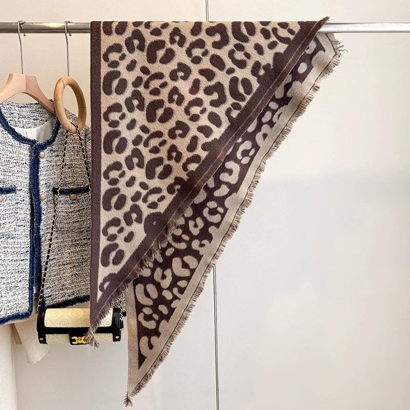 Damen Dreieckiger Doppelseitiger Schal Umhang Oberbekleidung Umhang Leopardendruck Warmer Schal Stolen Und Schals