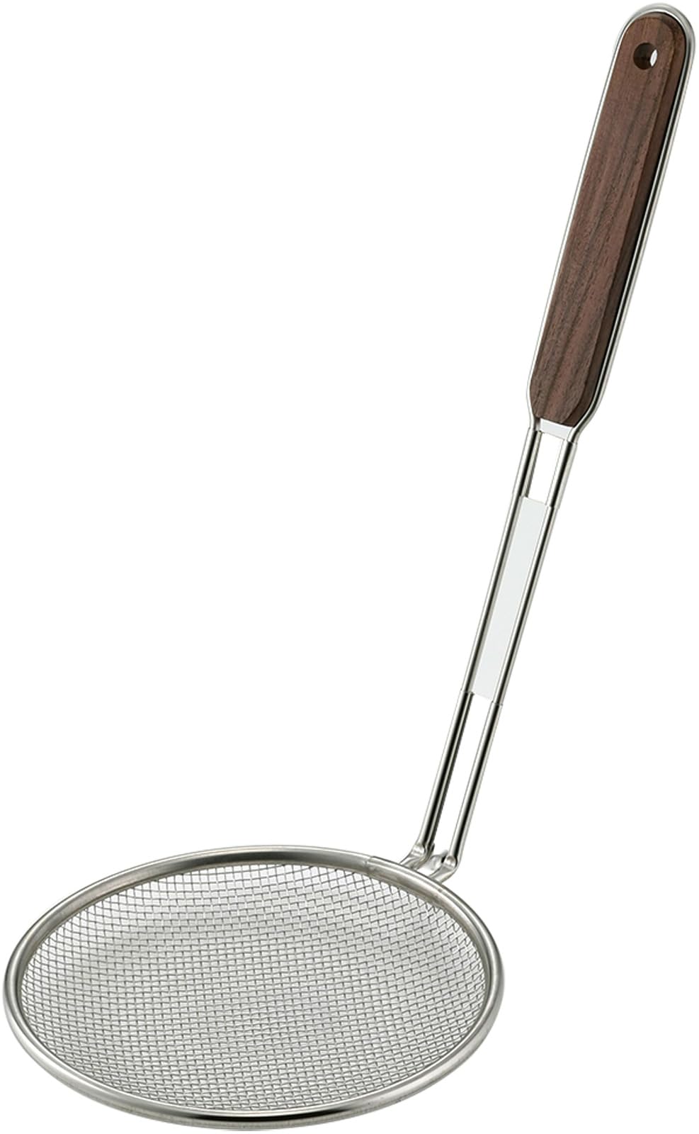 Shimomura Kikaku Commercial Soba Strainer in Stainless Steel with Wooden Cooking Flat for Draining Noodles Japanese and Western Cooking Equipment