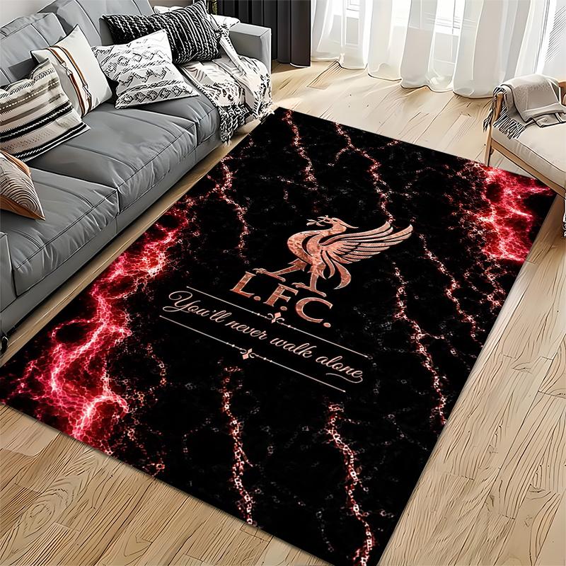 Fußballverein Teppich, Liverpool FC LFC Youll Never Walk Alone Lebervogel Roter Blitz Druck, Fußball Fan Dekor, Rutschfeste Matte