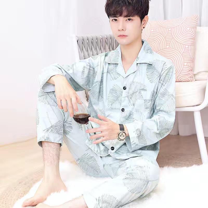 Ensemble pyjama 2 pièces pour hommes, chemise à manches longues et pantalon, vêtements de maison, vêtements de nuit, printemps-automne