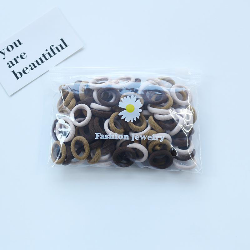 100 Pcs/Lot Small Rubber Band Doll Towel Hair Ring Colorful Nylon Head Ropes Black Elastic Hair Bands Ties For Girls Accessories