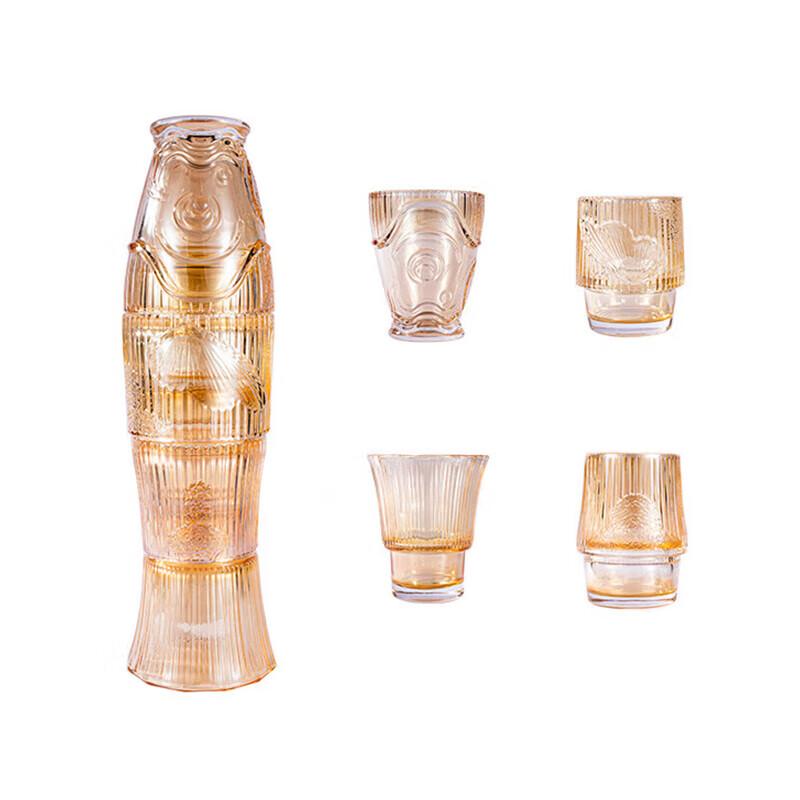 Wuzuo Golden Carp Glass Cup 4-Piece Set
