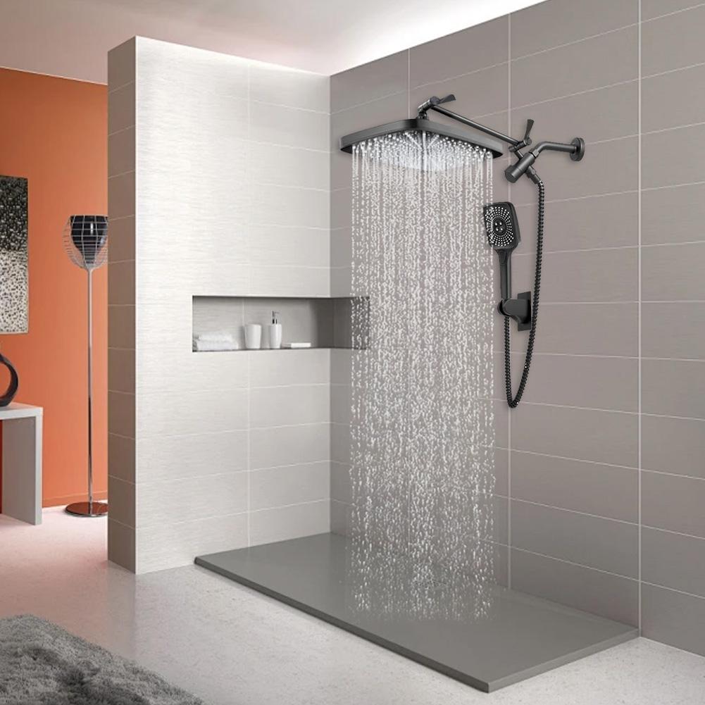 12 Inch High Pressure Top Spray Rain Shower Head Bathroom Shower Faucet Set Rain Shower Mixer Wall-Mount Shower Set