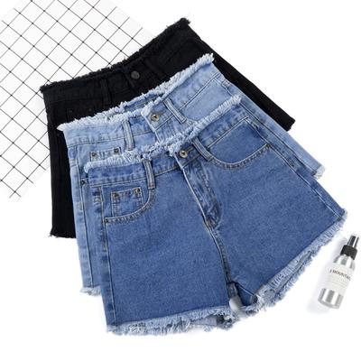 Mulheres sexy cintura alta jeans shorts verão perna larga shorts jeans