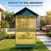Birdcage on Wheels, Removable Divider, 4 Feeders 2 Perches, 2 Sliding Trays, 94 x 70 x 158 cm