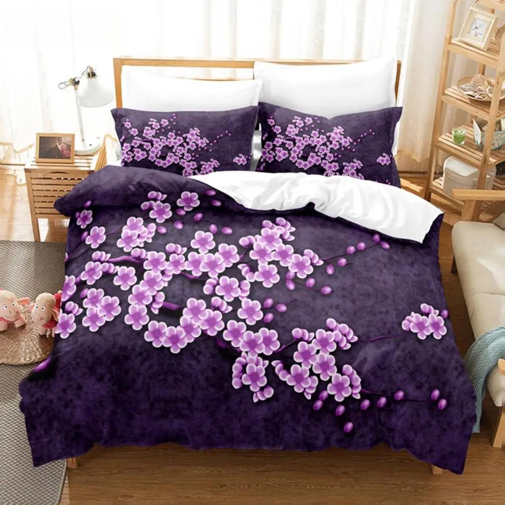 Lila Bettwäsche-Set, Bettwäsche, Bettbezug, Bettdecke, Kissenbezug, 3D-Bettdecke, Lavendel, Schmetterling, Doppelbett, voll, King-Size-Bett, Queen-Size-Bett, Einzelbett