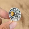 Natural Tiger'S Eye Gemstone Promise Adjustable Ring 925 Sterling Silver Jewelry