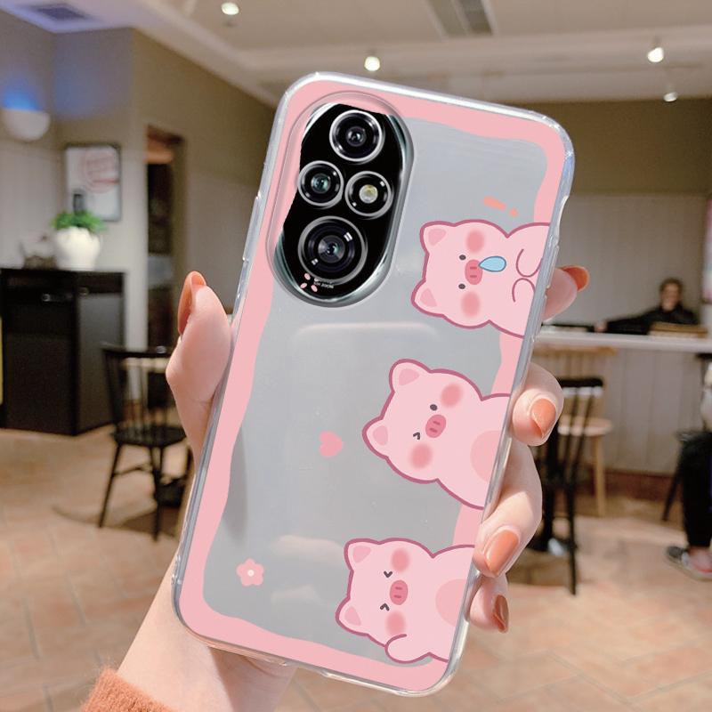 Für Honor 200 Pro Handyhülle Mode Blume Transparente Rückseite Für Honor 200Pro Weiches TPU Silikon Anti-Drop Bumper Fundas