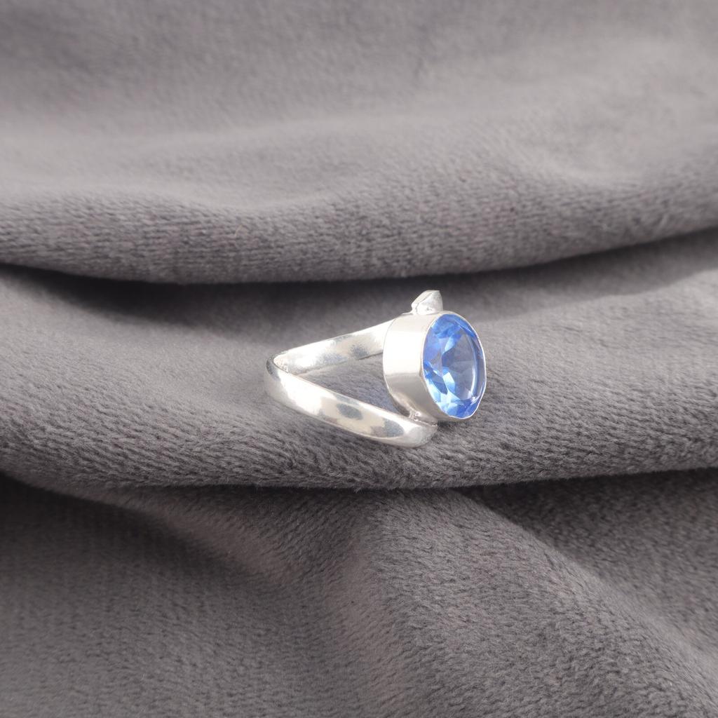 Natural Tanzanite Gemstone Ring 925 Sterling Silver Handcrafted Wedding Jewelry RR-53-9