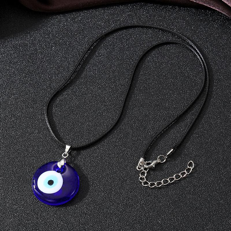 Color Glass Blue Evil Eyes Pendant Necklace Women Men Round Turkish Lucky Eye