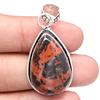 Pendant Mahogany Obsidian Gemstone Mother'Day Silver Jewelry 1.75"