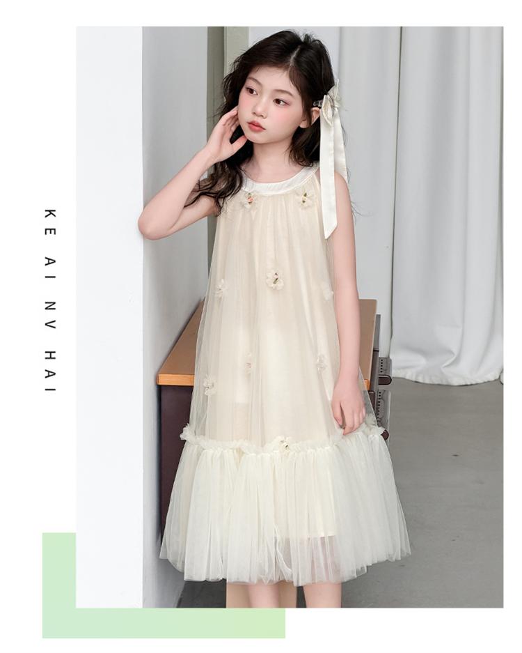 Girls' Summer Dress with a Western Style 2026 New Style, Mid University Children's Sweet Beauty, Fake Style, Girls' Hanging Neck Princess Dress