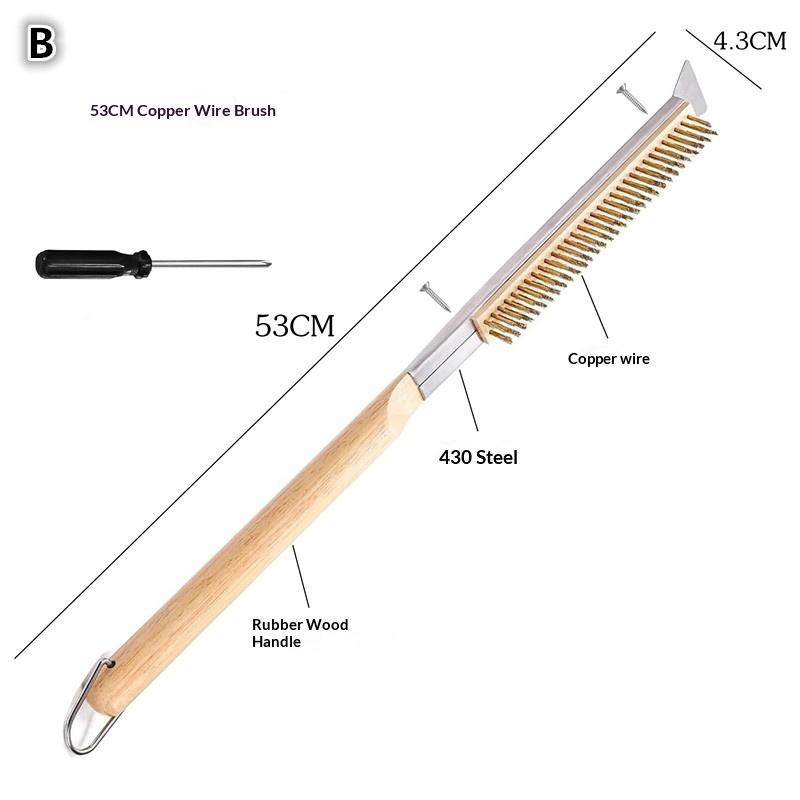 1 Pcs Portable Pizza Oven Long Wood Handle Cleaning Brush Easy Cleaning Hard Bristles Grill Brush For Pizza Oven Grill Cleaning
