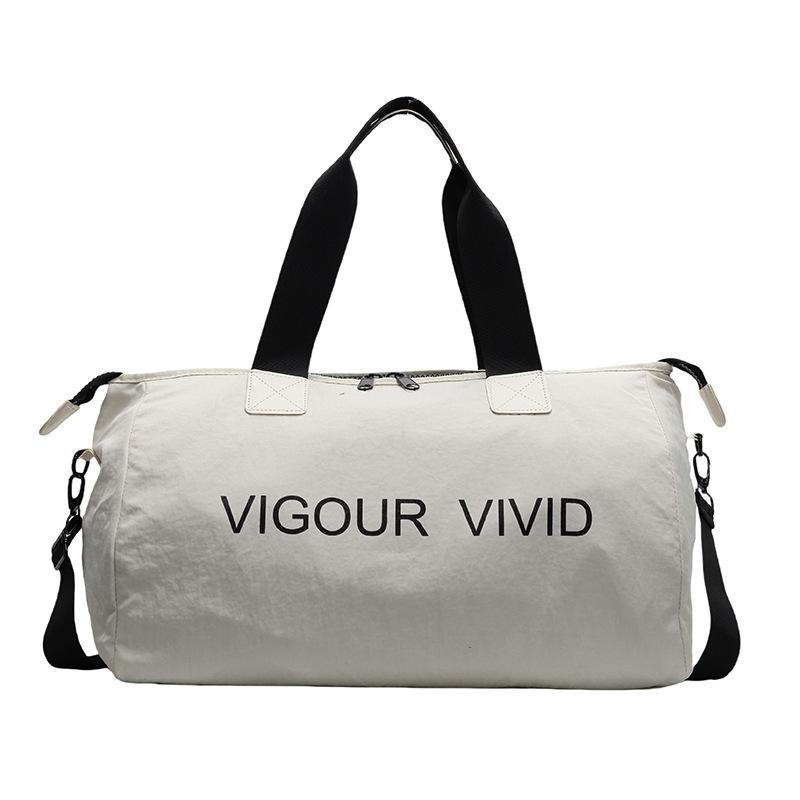 Business trip short trip bag women's lightweight solid color fitness bag fashion shoulder sports bag men's portable storage duffel bag