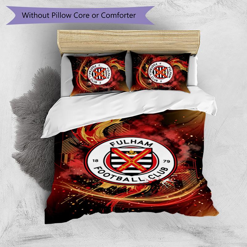 Set Lenzuola Fulham Calcio Stampato 3 Pezzi, Comodo Set Copripiumino per Camera da Letto Amico della Pelle