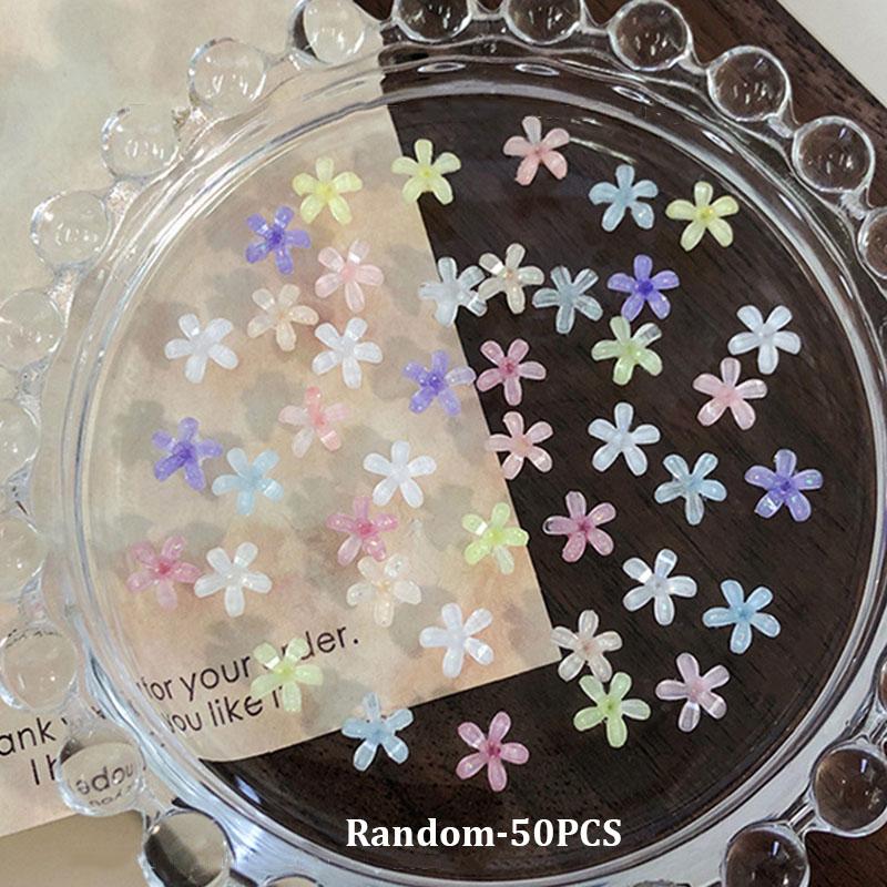 

50Pcs Flowers Nail Art Charms Resin Nail Charms Decoration 3D Jelly Flower Decals Summer Manicure Accessories Salon Supply Diy разноцветный
