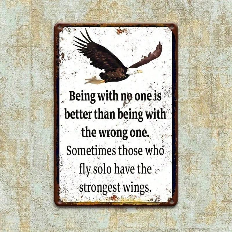 American Eagle Metal Tin Sign Vintage Motivational Wall Art with Inspirational Quote, Rustic Iron Decor for Bar Cafe Garage Man