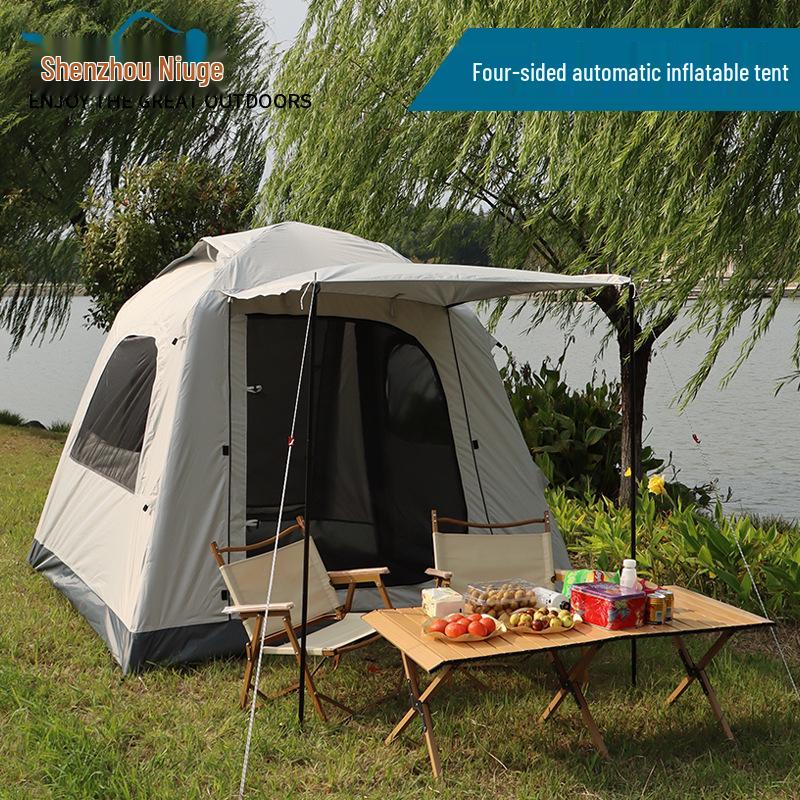 Tenda da campeggio gonfiabile automatica con telo - Rifugio esterno portatile due in uno, montaggio zero necessario