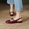 Fashion Bowknot Baotou Patent Leather Sandals Women New Summer French Retro Chunky Low Heel Sandales Femme Red Mary Jane Women's Shoes