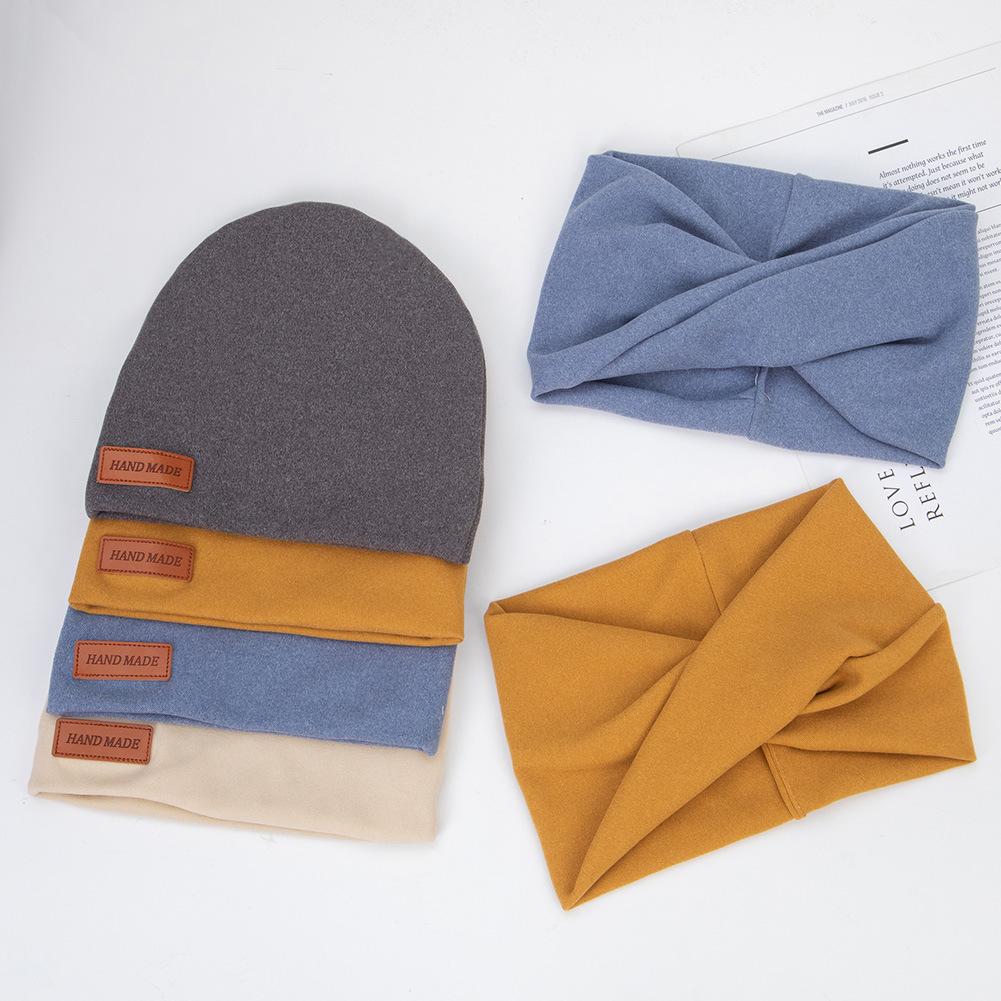 Set de eșarfe pentru pălărie din lână pentru bebeluși, etichetă din piele, pentru copii, căciulă pentru gât, toamnă iarnă, șapcă pentru copii, fete, băieți, 1-4 ani
