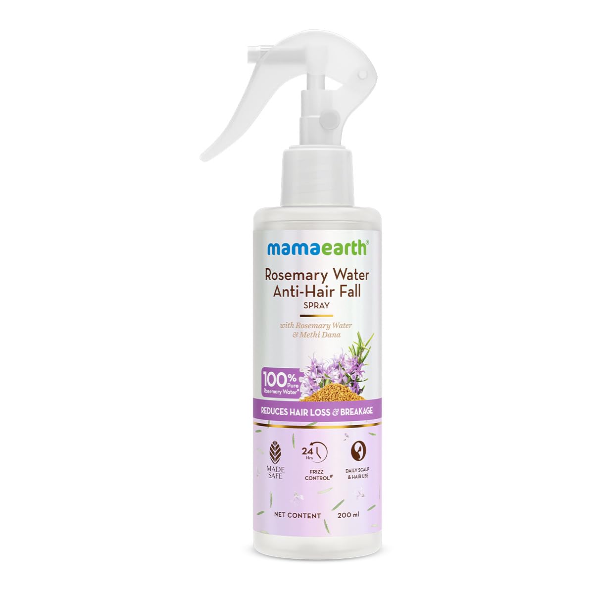 

Mamaearth Rosemary Water Anti-Hair Fall Spray with 100% Pure Rosemary Water & Methi Dana | For Hair Growth | Stronger & Denser Hair | 24-H Frizz C