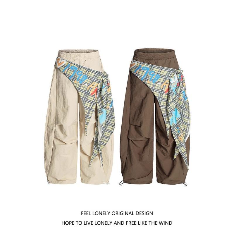 Retro design tooling paratrooper pants for men and women, summer new loose pleated wide-leg trousers