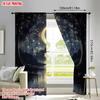 2pcs Mystical Moonlight Scene Curtains   Polyester Window Treatment   Home Decor  Rod Pocket Curtains