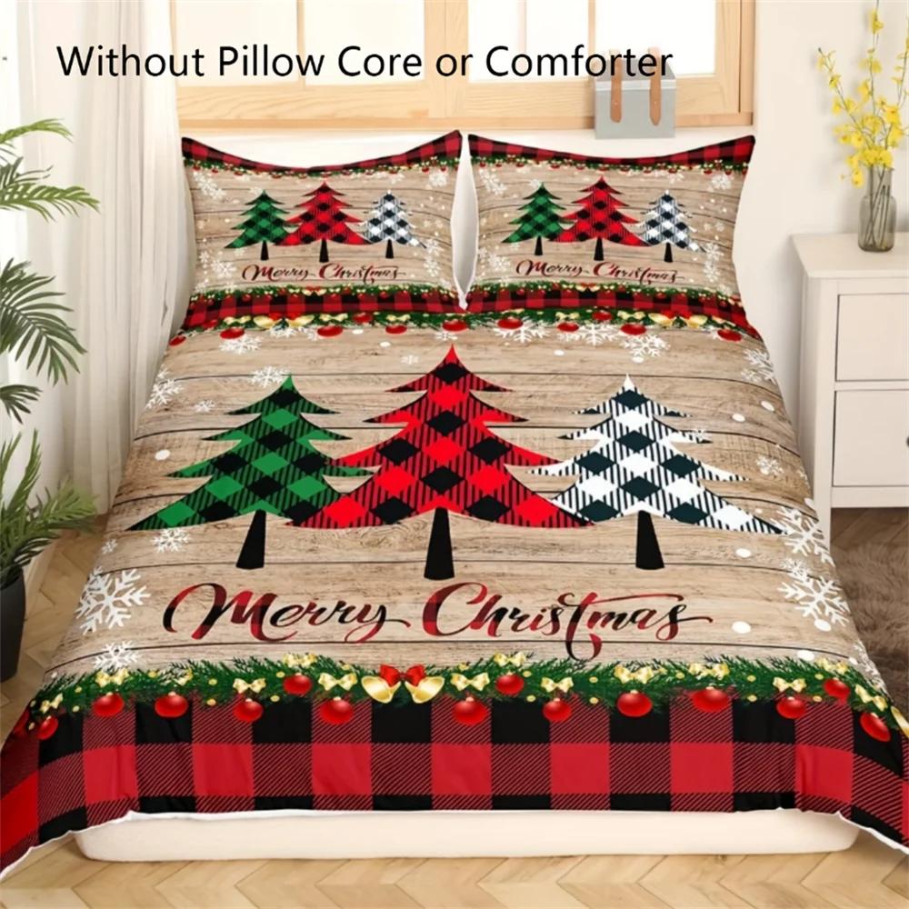 

Merry Christmas Tree Pattern Duvet Cover Set Microfiber Soft Breathable Hypoallergenic Bedding for Bedroom And Guest Room EU Twin(135x200cm)