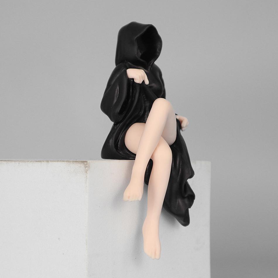 3Pcs/Set Black Robe Queen Halloween Girl Mysterious Statue Sitting Pose Desk Decorations Halloween Gifts Bookshelf Statues