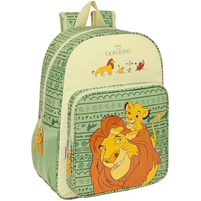 Sac à dos scolaire - SAFTA - MUFASA - Adaptable au chariot - Confortable - Vert/beige