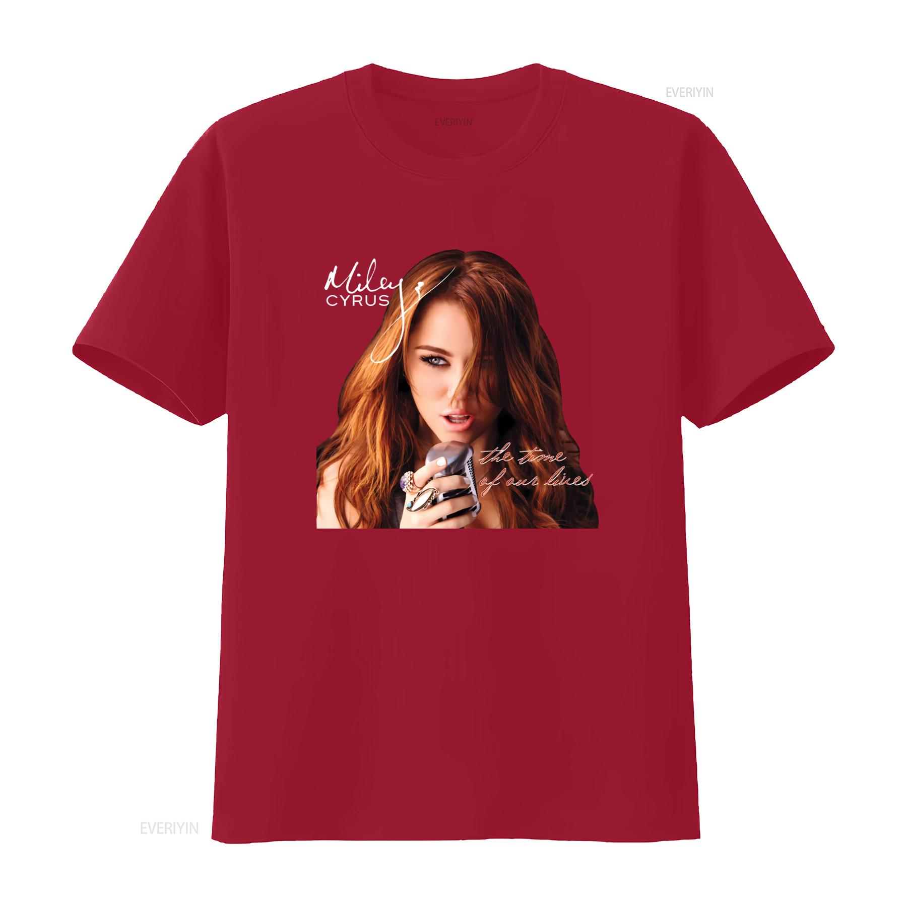 Miley Cyrus The Time Of Our Lives Album Cover Print Heavy Cotton Black T Shirt S 234XL vintage Washed Unisex Casual S
