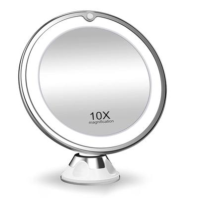 Flexible 10x Magnifying Cosmetic Mirror LED Lighting Travel Vanity Portable Dressing Table Makeup Dry Battery with Suction Cup