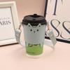 Cat Design Cup Sleeve With Handle Strap Portable Insulated Carrier For Water Bottles Coffee Cups