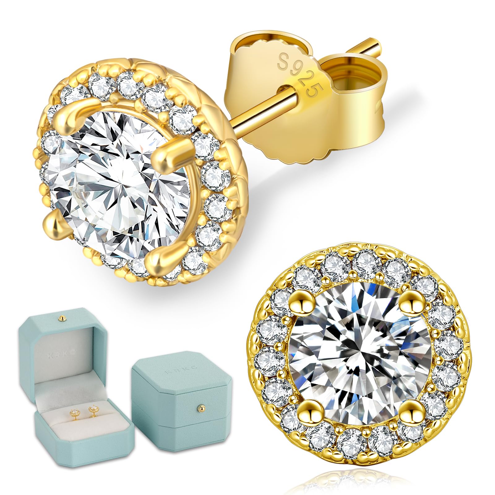 

KRKC Star Prayer Moissanite Earrings, 0.2-3.0 Carat, Women s, 925 Sterling Silver with a Sparkling Solitaire Diamond, Hypoallergenic, Perfect for Bi