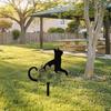 Katze Metall Dekorativer Gartenstecker Schwarze Katze Blumen Silhouette Statue für Außenhof Terrasse Rasen Dekoration