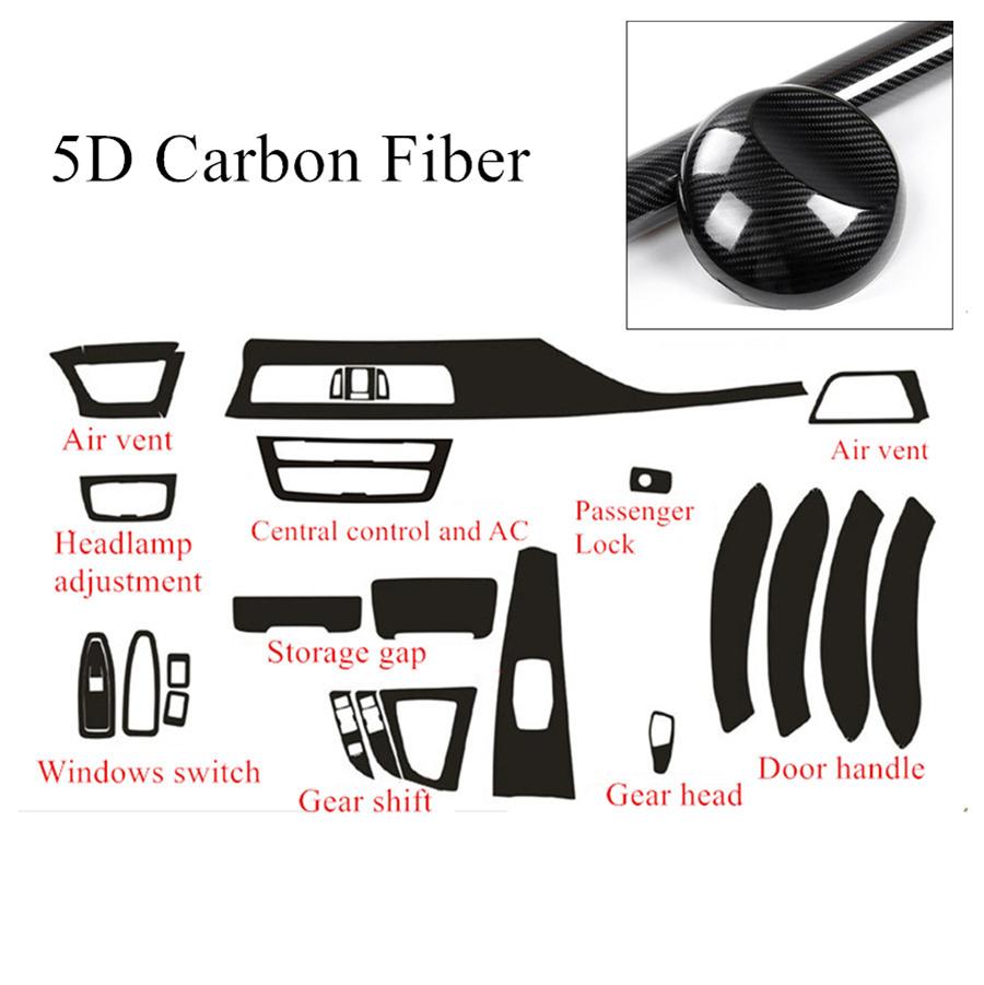 1x 5D Carbon Fiber Car Decal Trim Pkg Radio Center Door For BMW 3 Series F30 F31