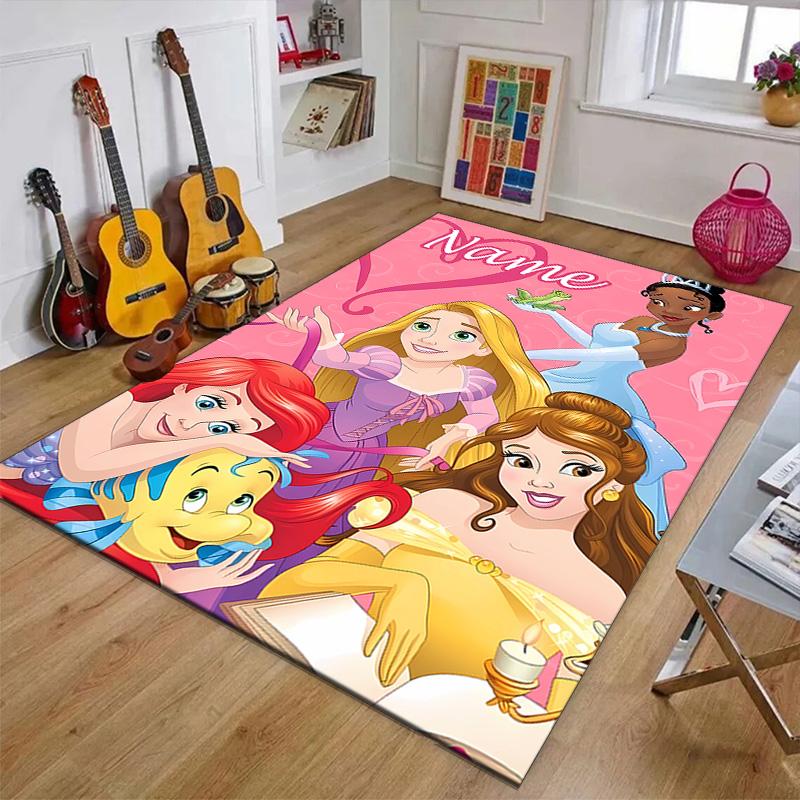 Custom Princess Mat Personalized Name, Polyester Washable Indoor Entryway Rug, Gift for Christmas, Easter, Thanksgiving Day